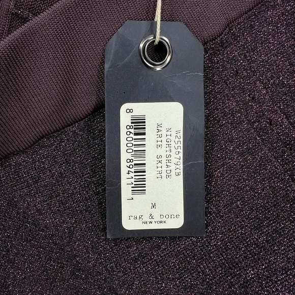 RAG &amp; BONE Marie Skirt Womens Medium Purple Nightshade Metallic Pencil Knit NWT