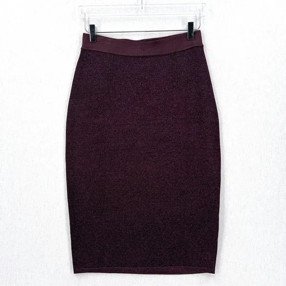 RAG &amp; BONE Marie Skirt Womens Medium Purple Nightshade Metallic Pencil Knit NWT