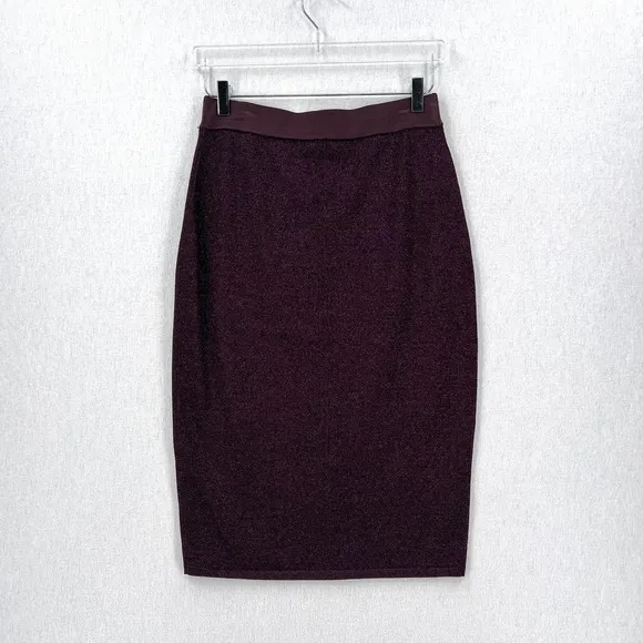 RAG &amp; BONE Marie Skirt Womens Medium Purple Nightshade Metallic Pencil Knit NWT