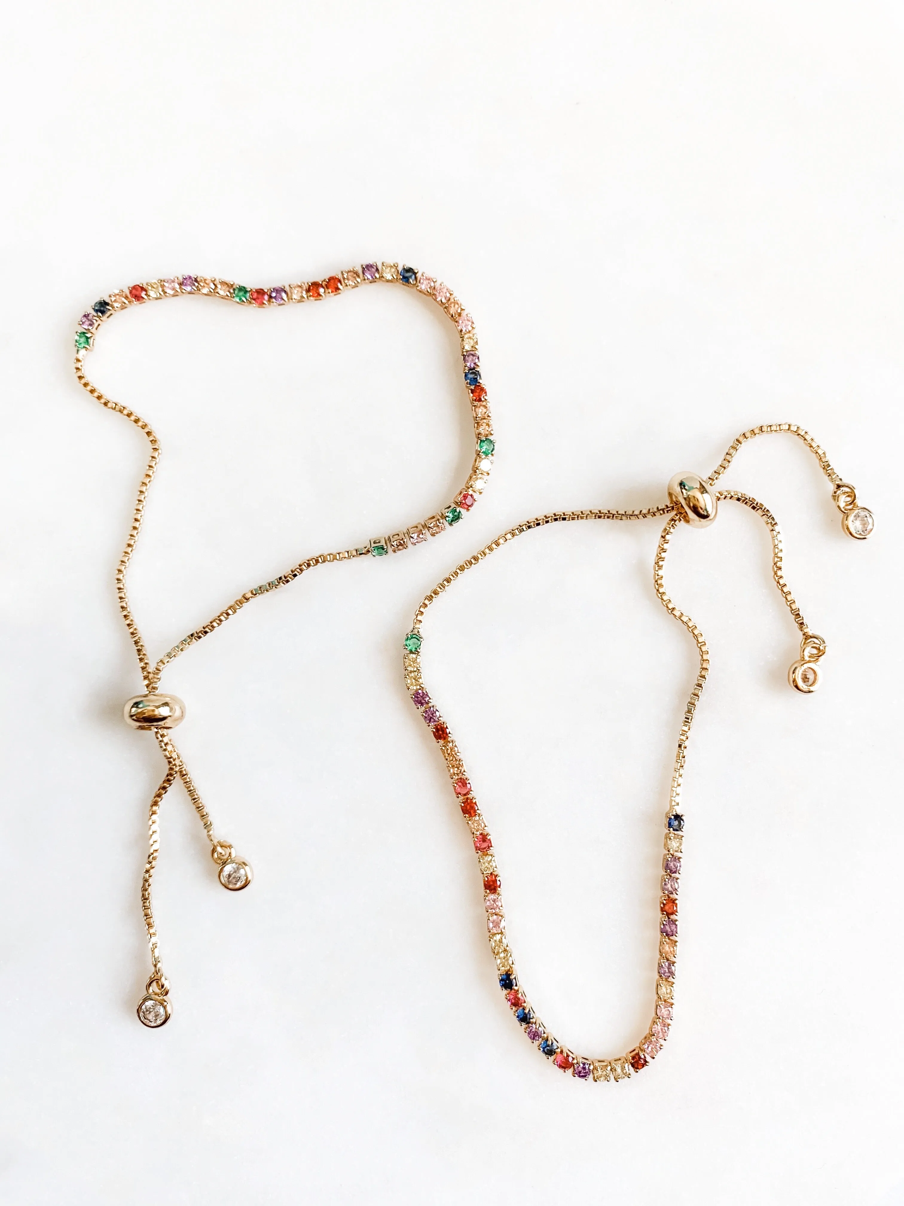 Rainbow Pave Bolo Bracelet