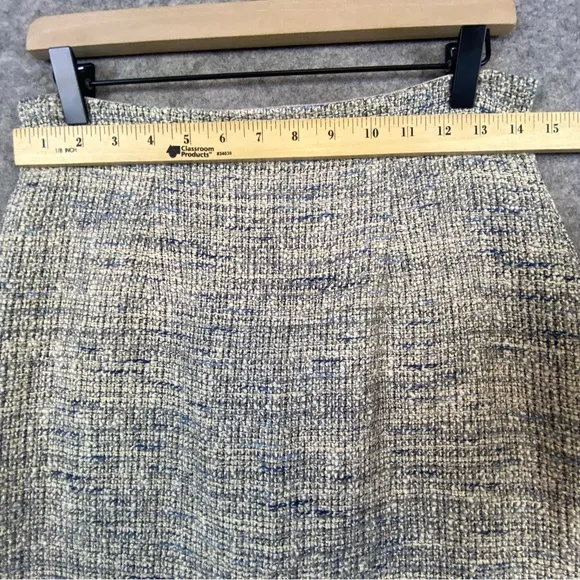 Rebecca Taylor NWT Tweed Ruffle Pencil Skirt Size 8 Gray Blue Preppy Career