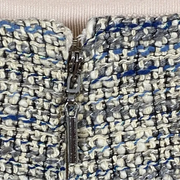 Rebecca Taylor NWT Tweed Ruffle Pencil Skirt Size 8 Gray Blue Preppy Career