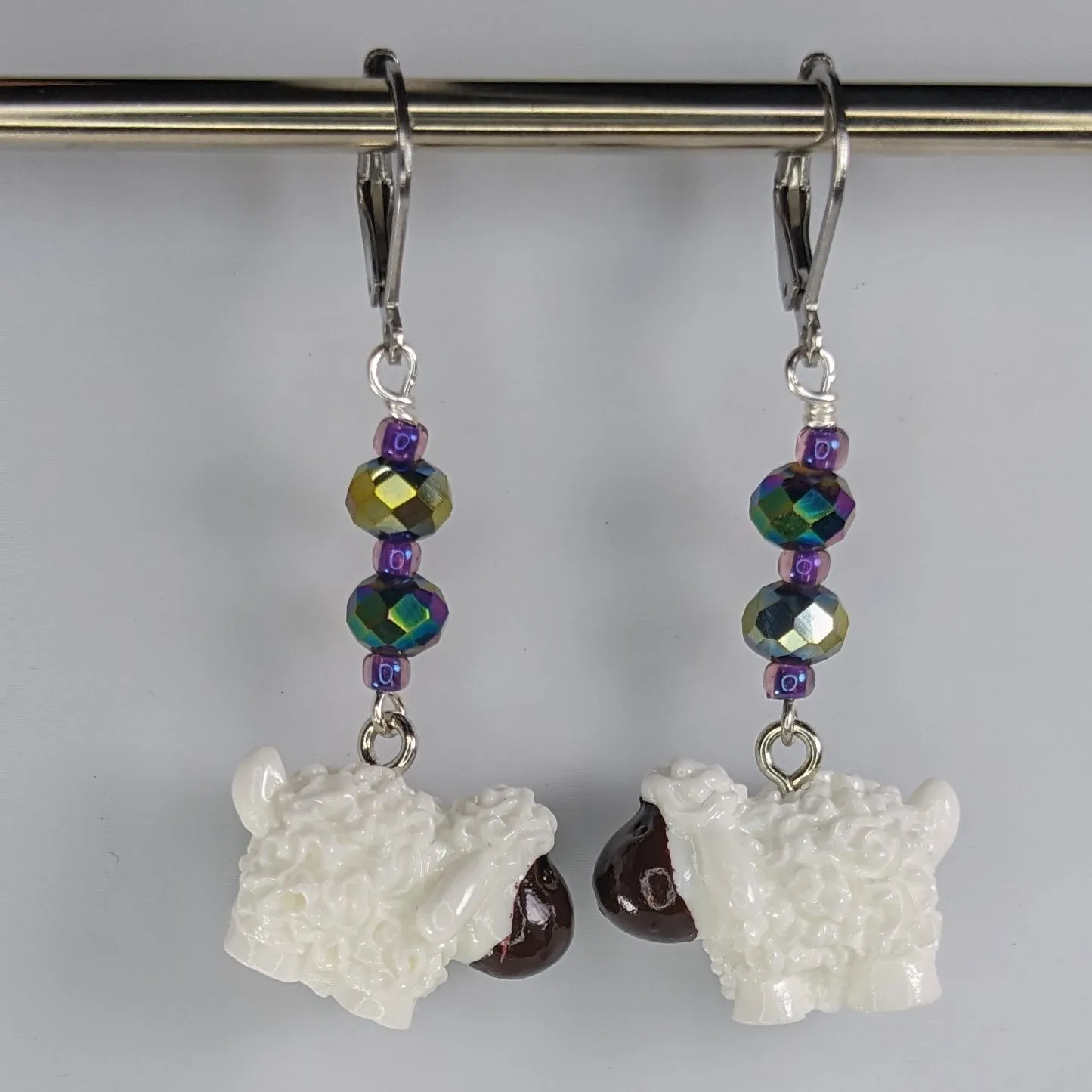 Resin Sheep Earrings & Stitch Markers