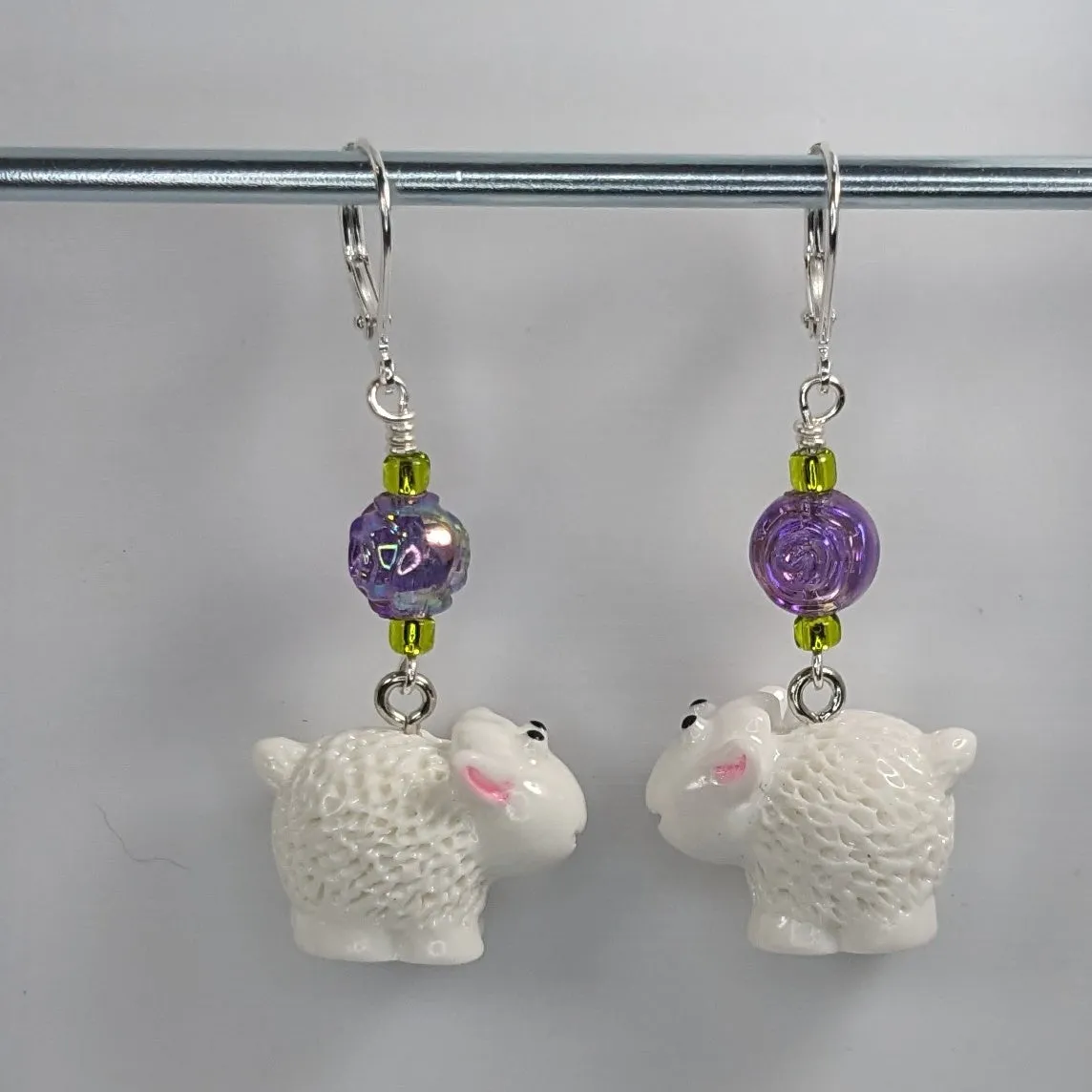 Resin Sheep Earrings & Stitch Markers