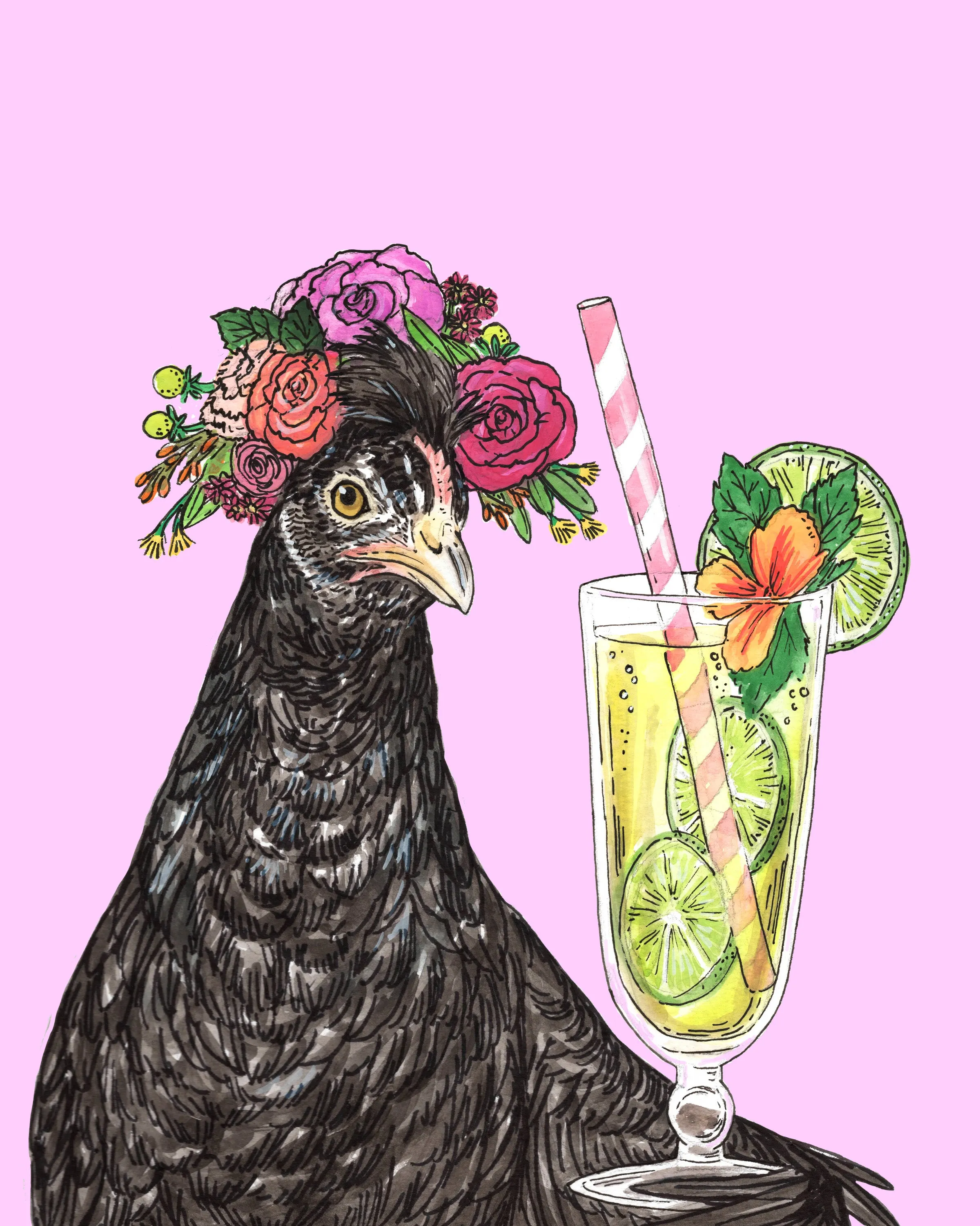 RKartwork x Drinking with Chickens Portrait Notecards