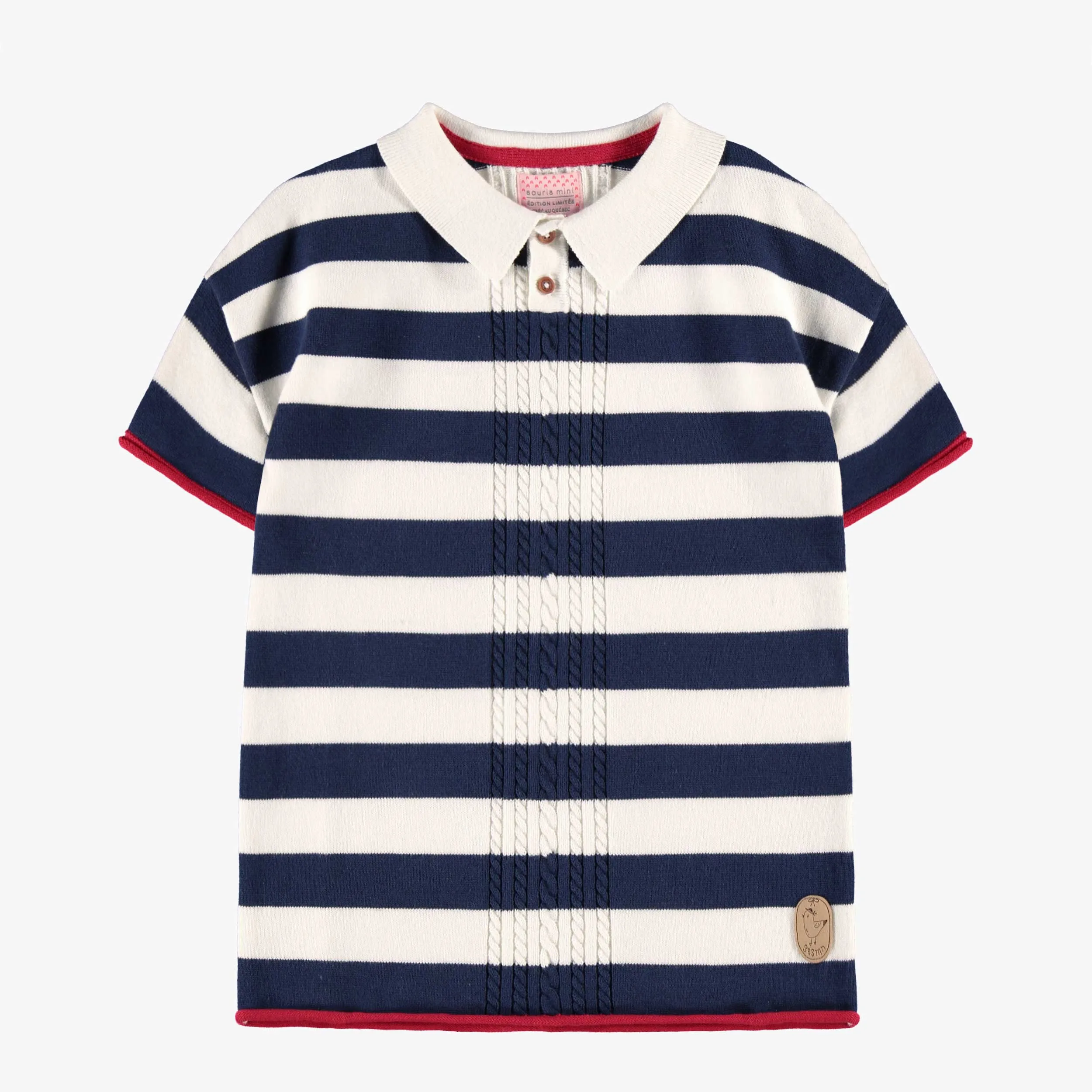 Robe tunique crème et bleue à rayures, enfant || Cream and blue striped tunic dress, child