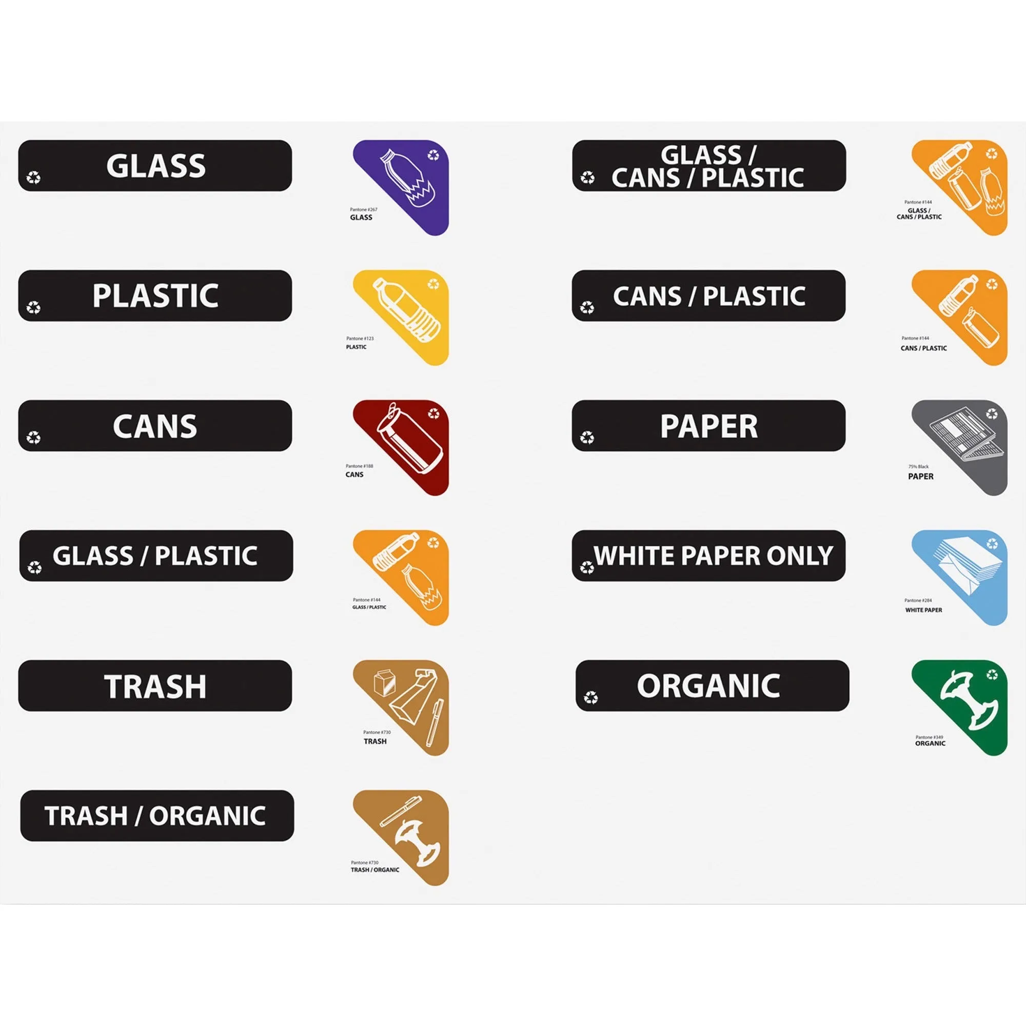 Rubbermaid Commercial Glutton Recycling Station Label Kit