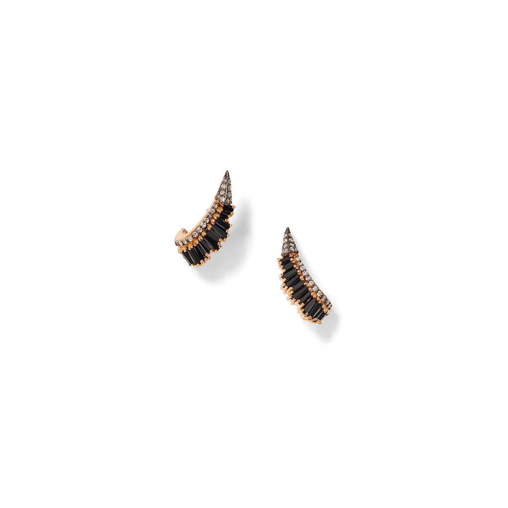 Ruched Ear Clips - Black Spinel