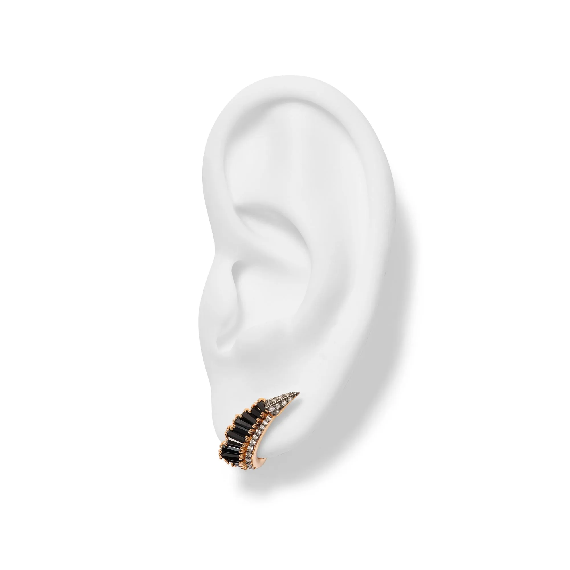 Ruched Ear Clips - Black Spinel