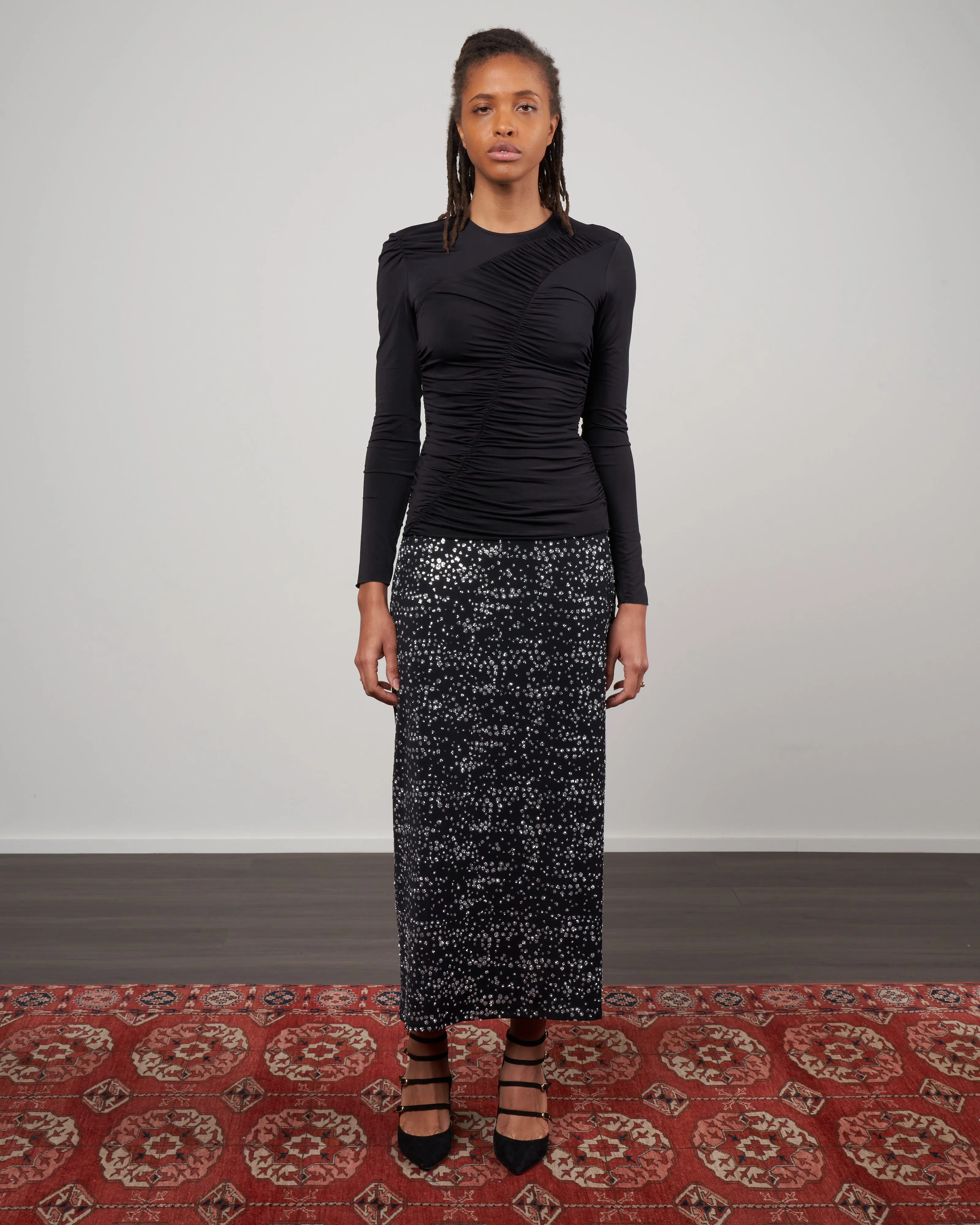 scintilla jersey pencil skirt - black