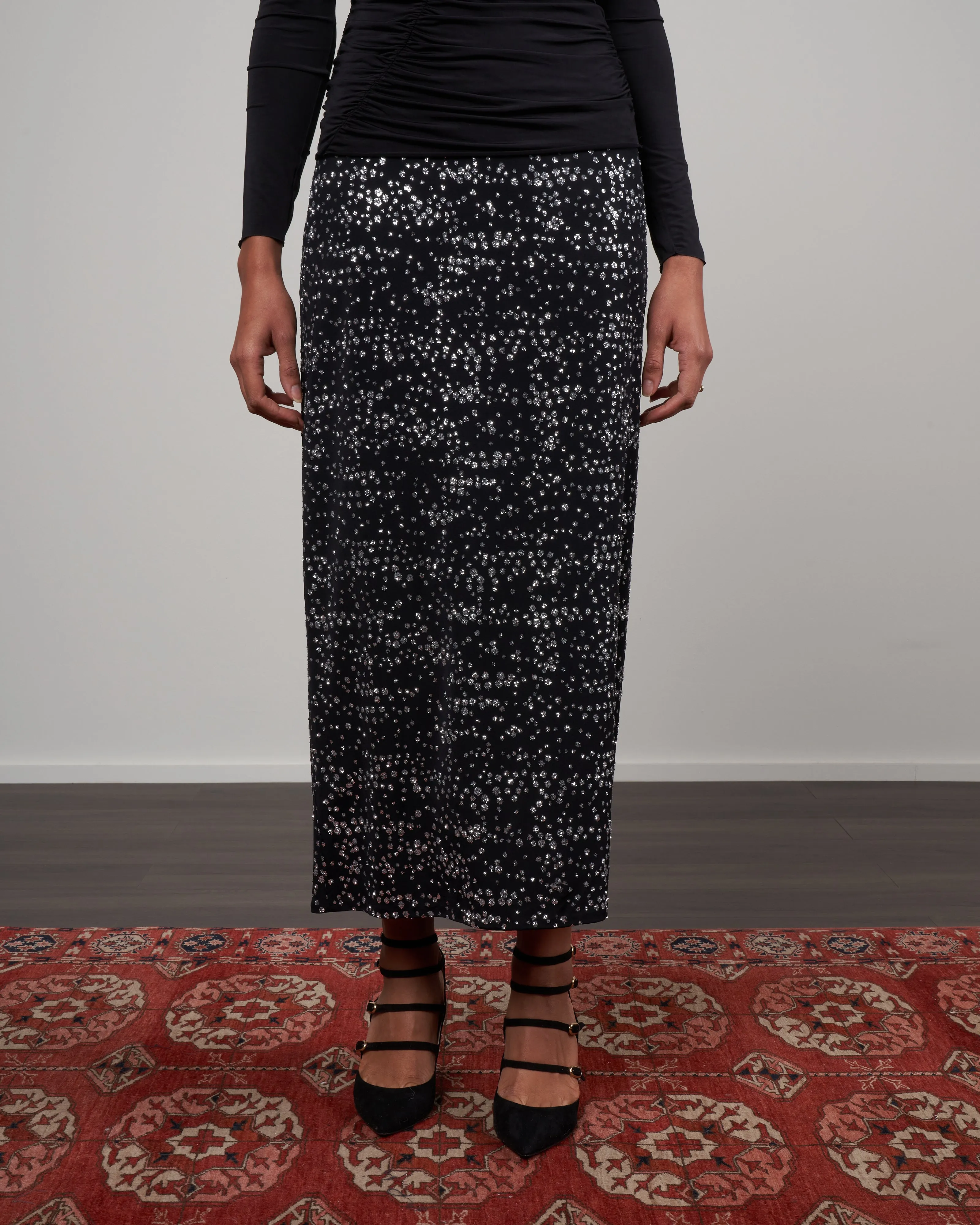scintilla jersey pencil skirt - black