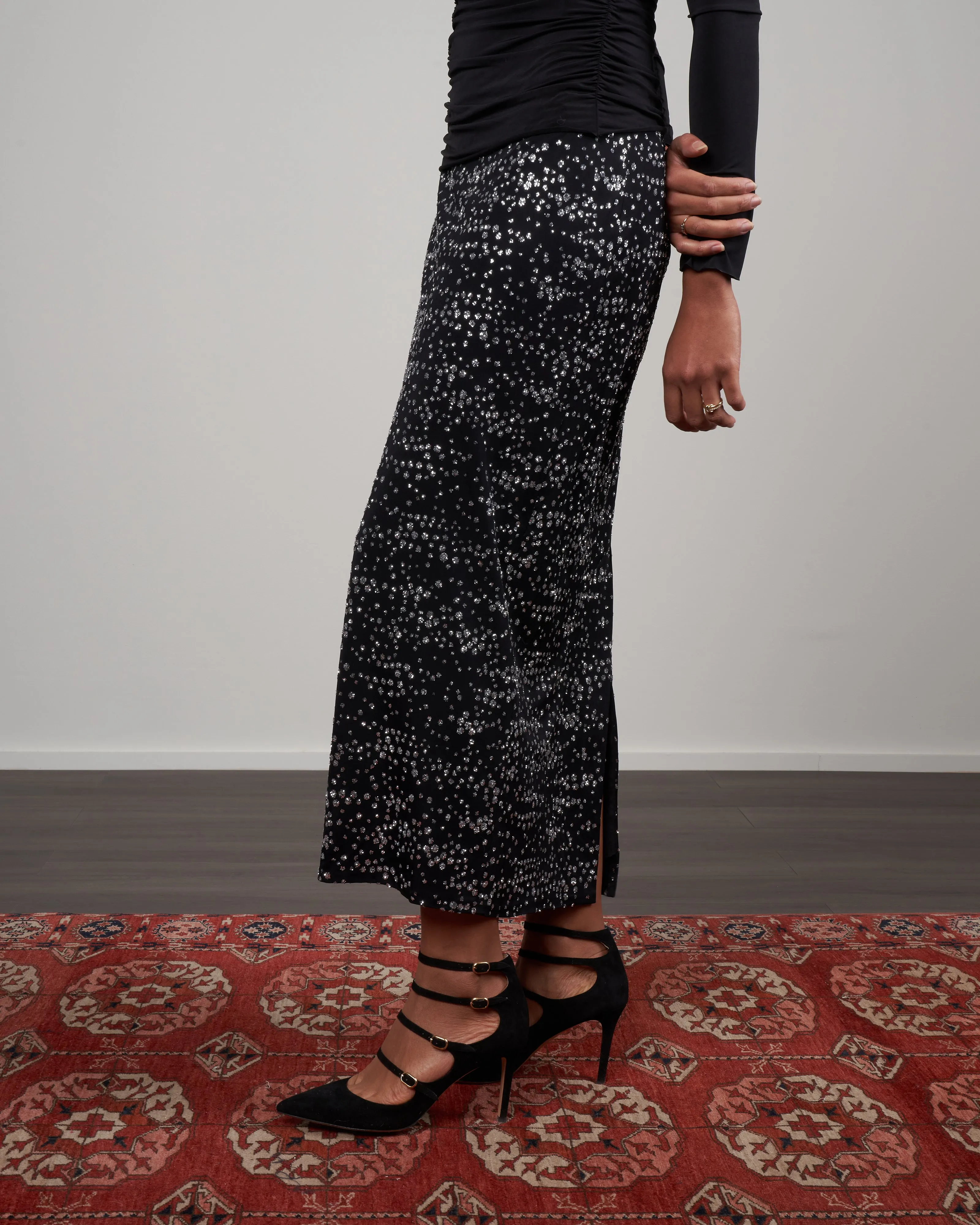scintilla jersey pencil skirt - black