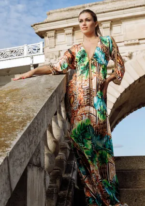 Sheer Green Leaves - Long Dress