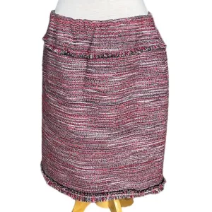 Size Plus 14W NWT Doncaster Collection Red/Black Tweed Midi Pencil Skirt Fringe