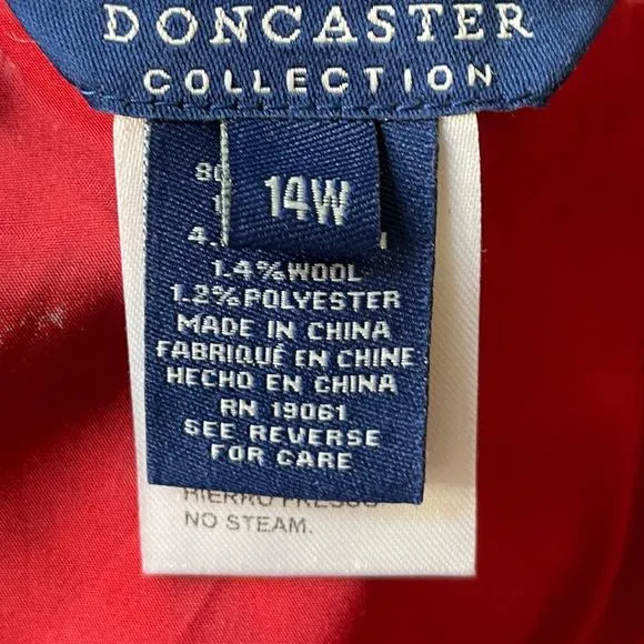 Size Plus 14W NWT Doncaster Collection Red/Black Tweed Midi Pencil Skirt Fringe