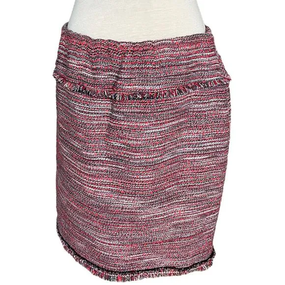 Size Plus 14W NWT Doncaster Collection Red/Black Tweed Midi Pencil Skirt Fringe