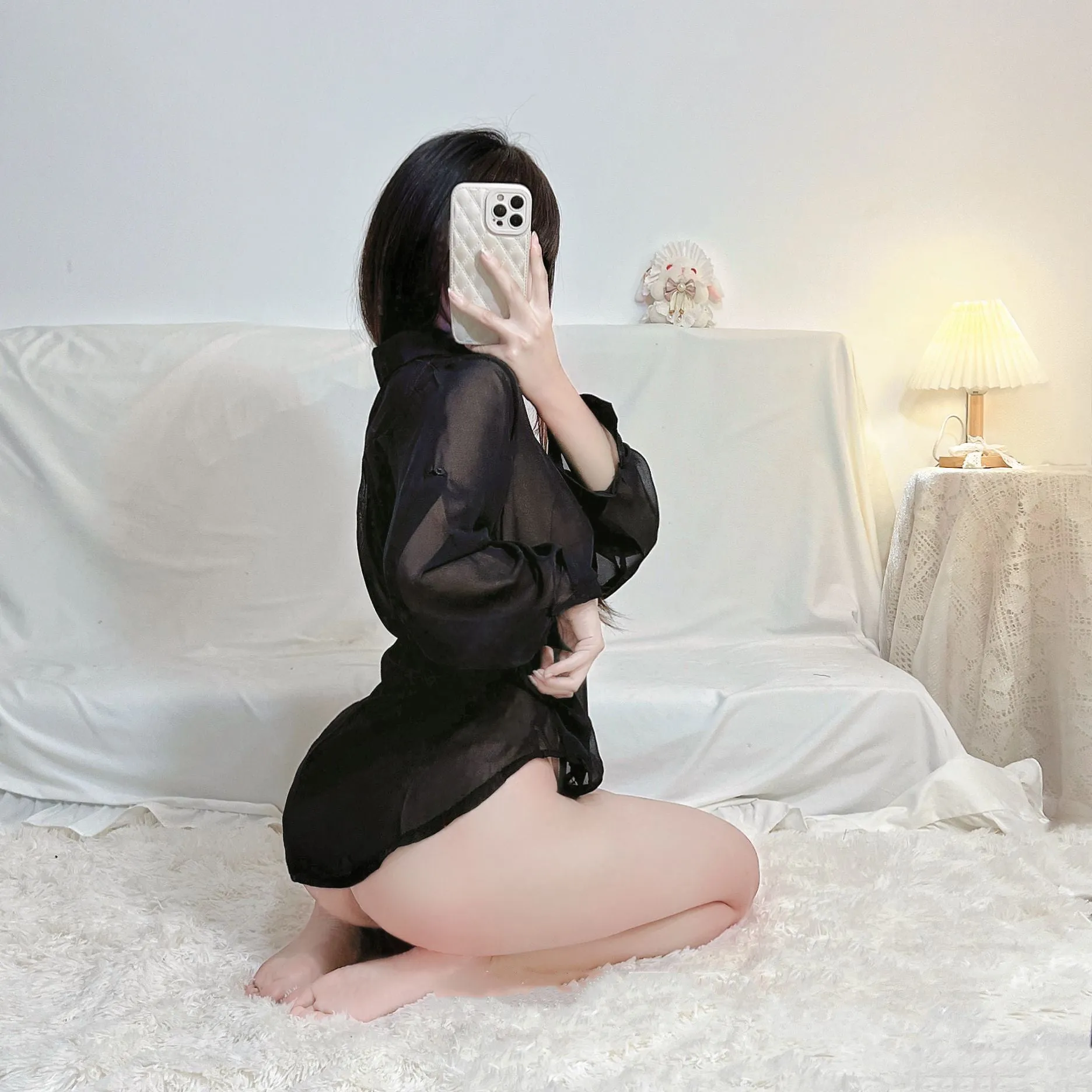 Solid Color Long Sleeve Shirt Pajamas  UB98522
