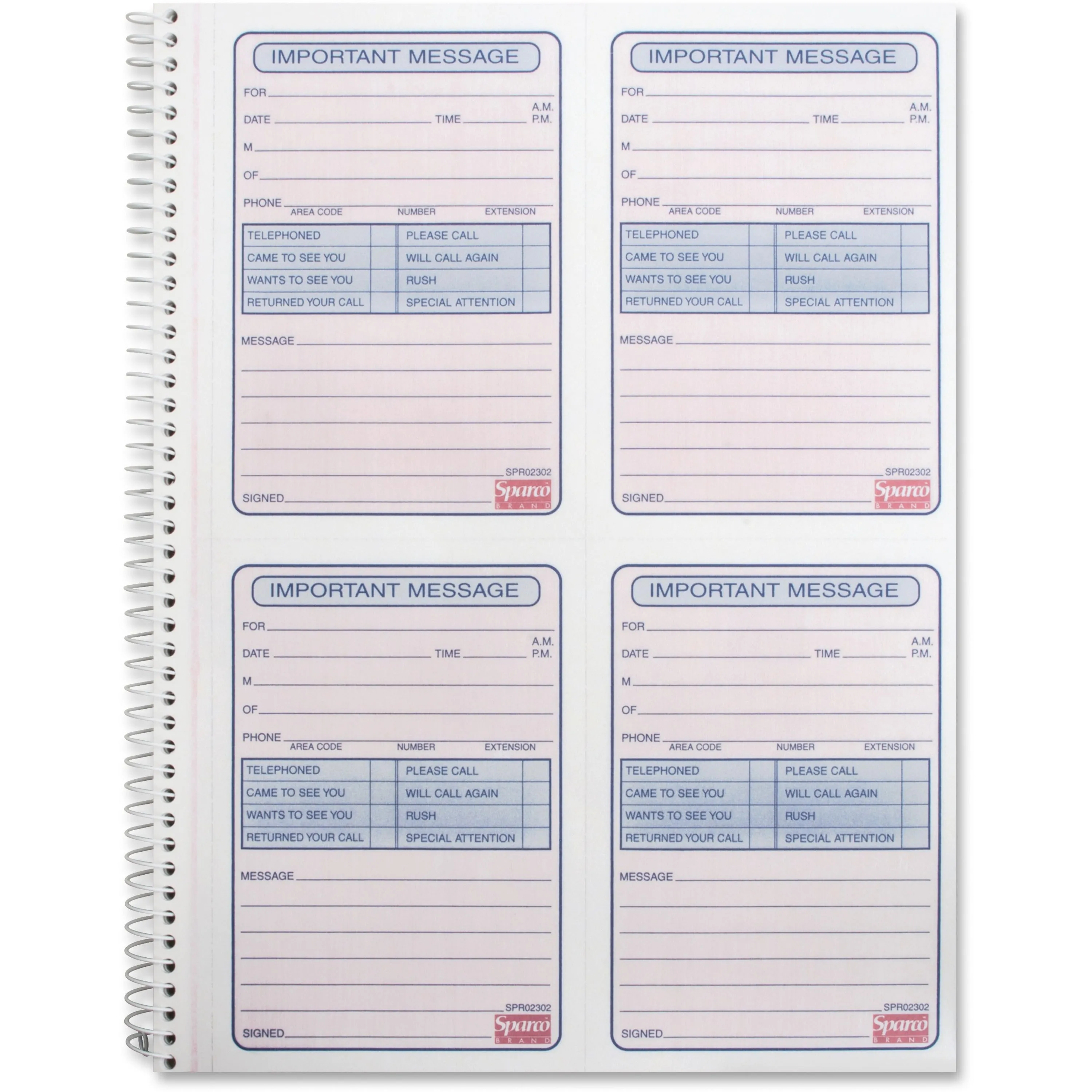 Sparco 4CPP Carbonless Telephone Message Book