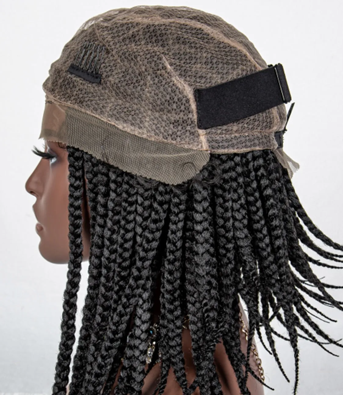 Spice Full Synthetic Box Braid Lace Wig - Angled bob Style