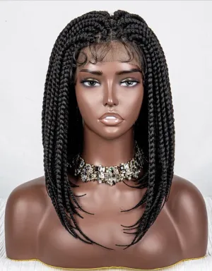 Spice Full Synthetic Box Braid Lace Wig - Angled bob Style