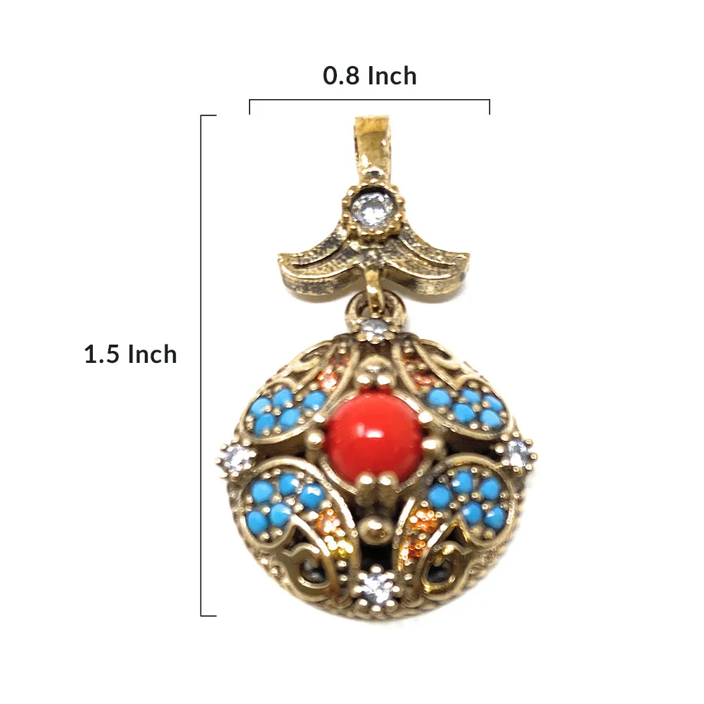 Sterling Silver Womens Formal Turkish Multicolor Drop Pendant Dangle Earring Jewelry Gift Set - Duel On Jewel