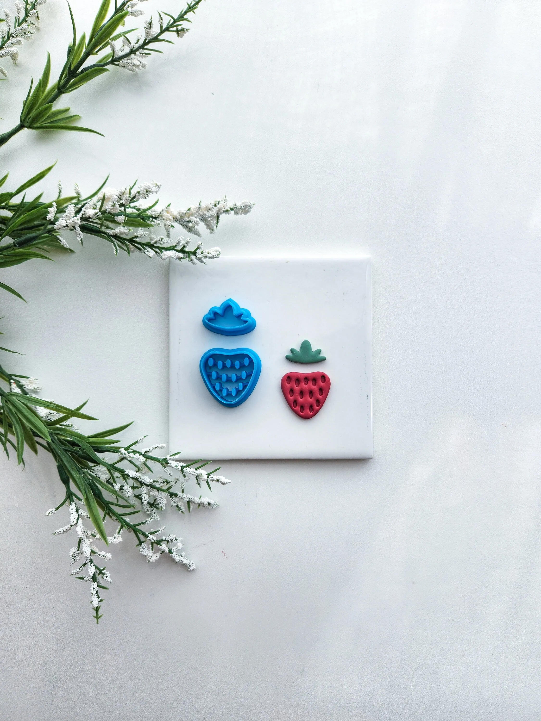 Strawberry & Leaf Set | Fruit Polymer Clay Cutter