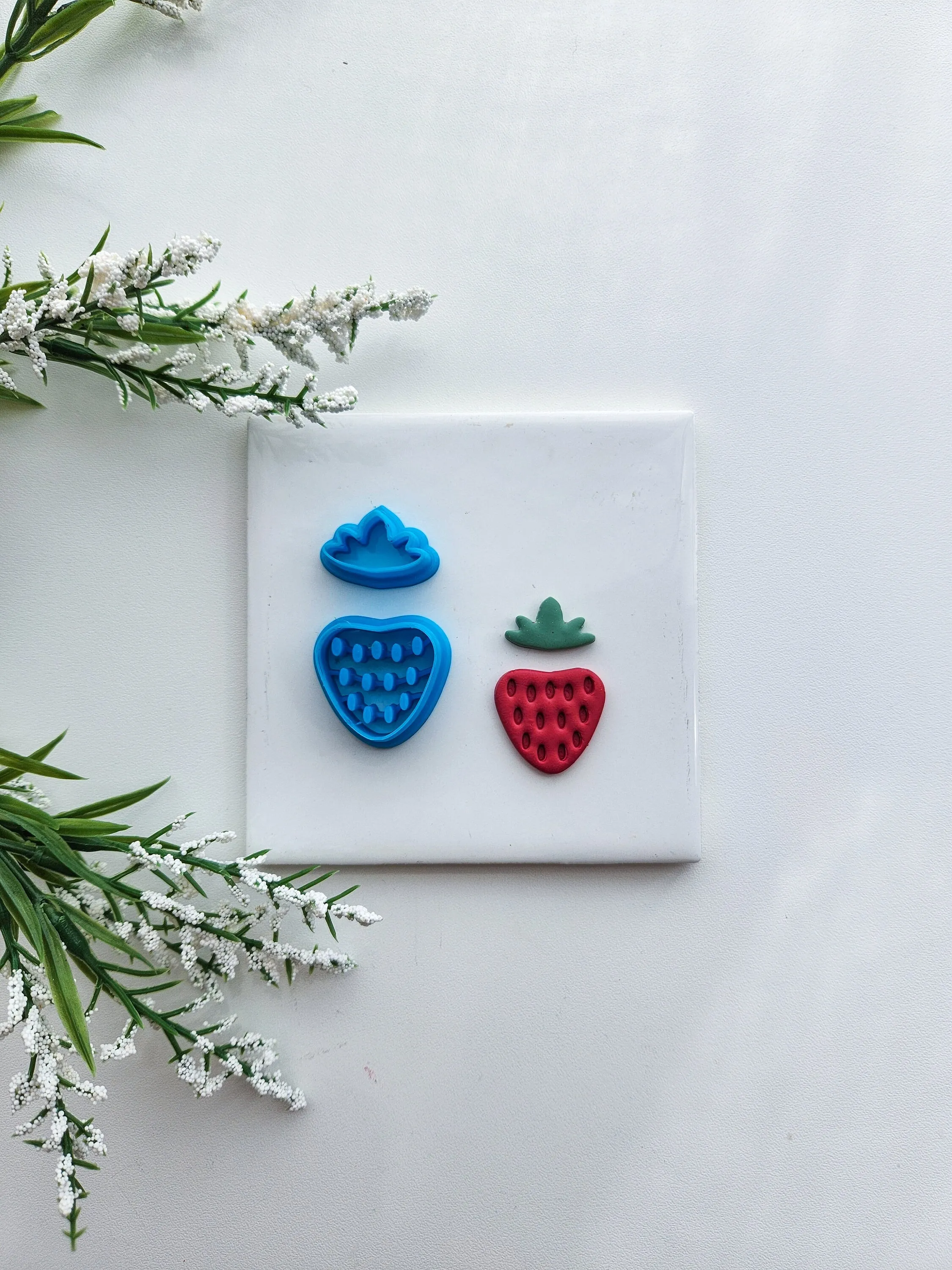 Strawberry & Leaf Set | Fruit Polymer Clay Cutter
