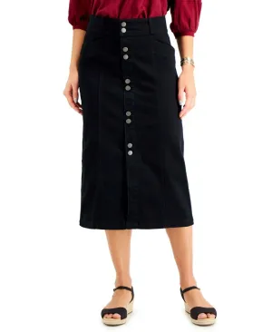 Style & Co Petite Mid Rise Denim Midi Skirt