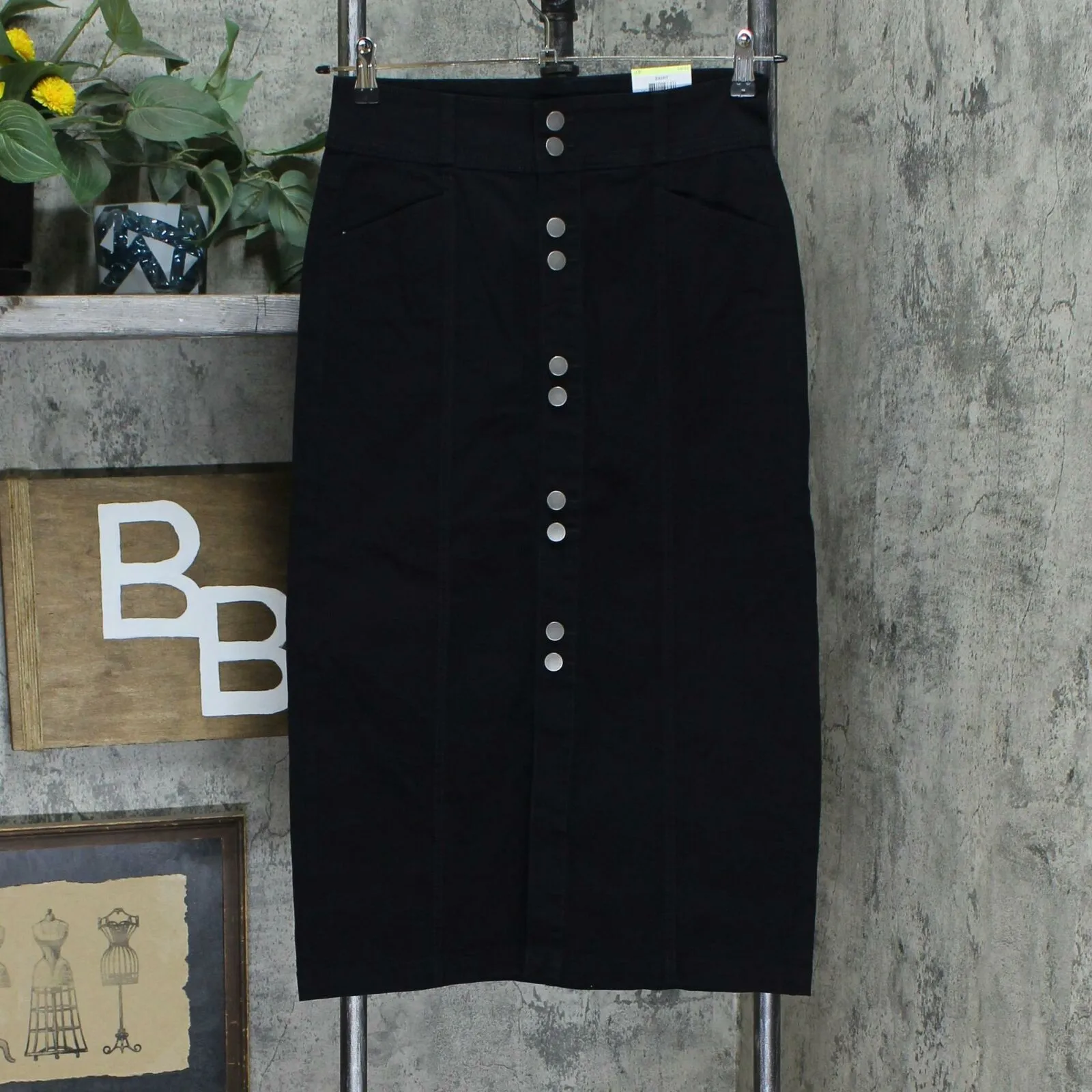 Style & Co Petite Mid Rise Denim Midi Skirt