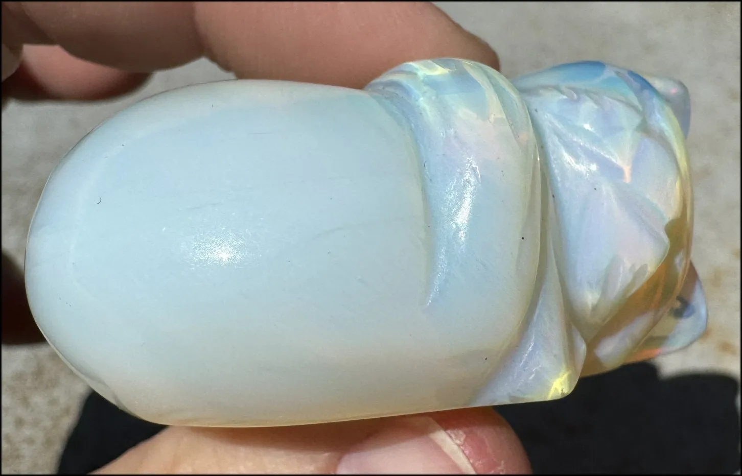 ~Super Cute~ Carved Opalite Sleeping Kitty Cat - with Synergy 8  yrs