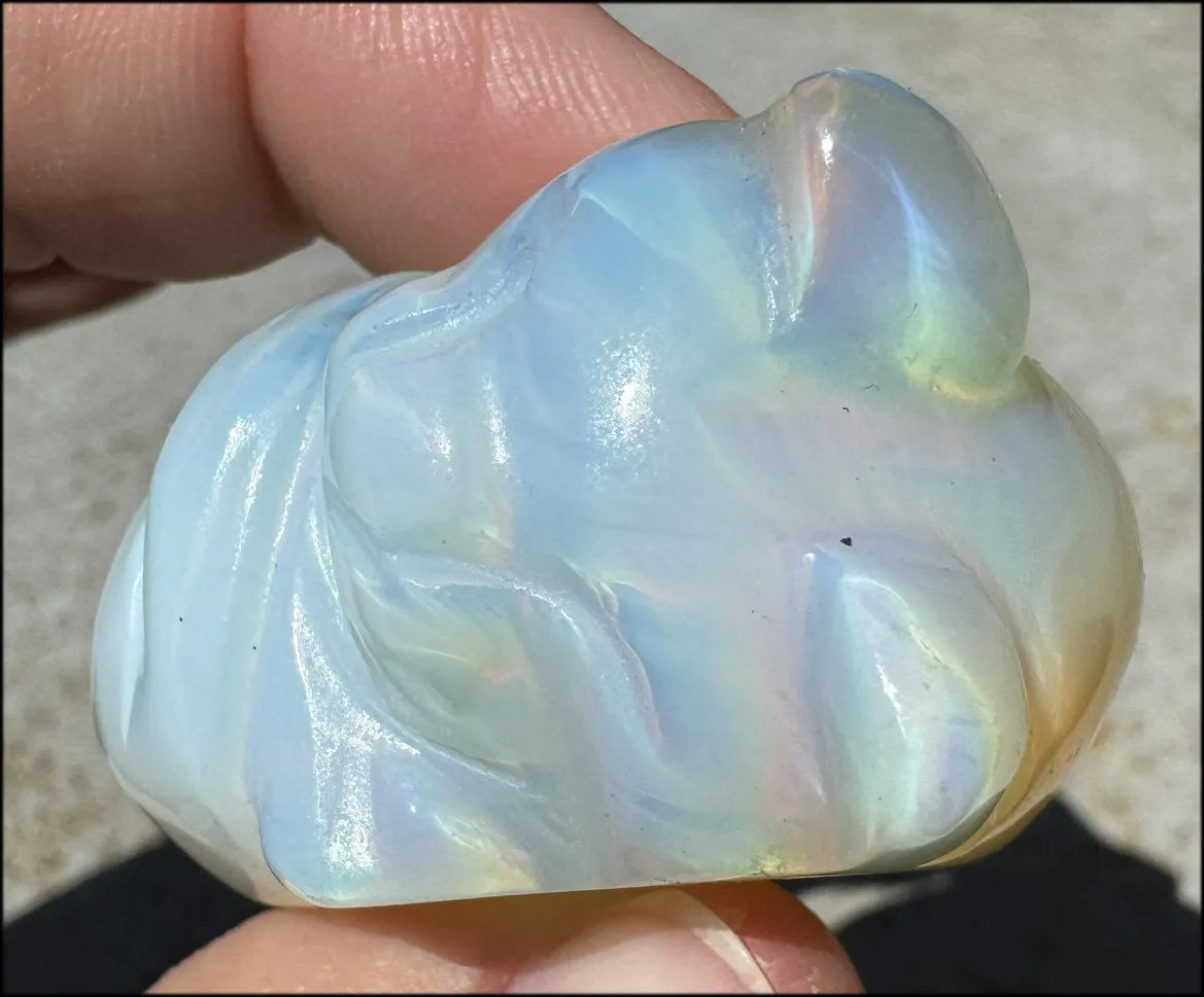 ~Super Cute~ Carved Opalite Sleeping Kitty Cat - with Synergy 8  yrs