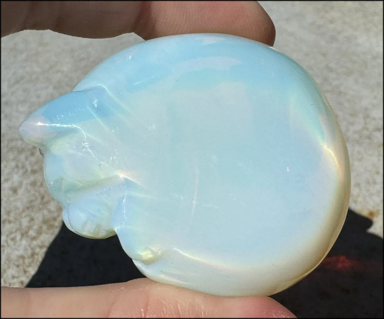 ~Super Cute~ Carved Opalite Sleeping Kitty Cat - with Synergy 8  yrs