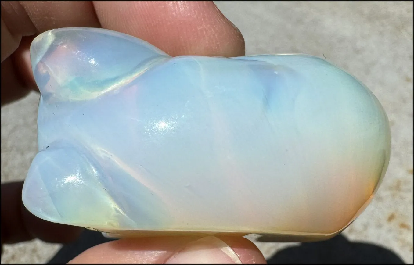 ~Super Cute~ Carved Opalite Sleeping Kitty Cat - with Synergy 8  yrs