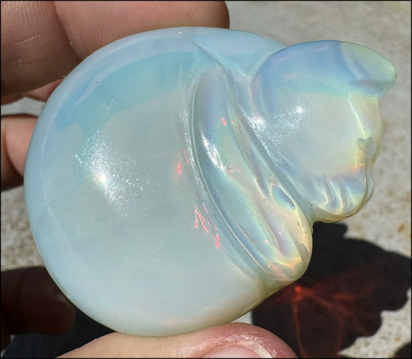 ~Super Cute~ Carved Opalite Sleeping Kitty Cat - with Synergy 8  yrs