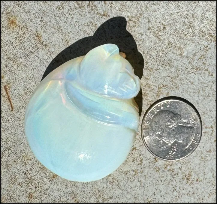 ~Super Cute~ Carved Opalite Sleeping Kitty Cat - with Synergy 8  yrs