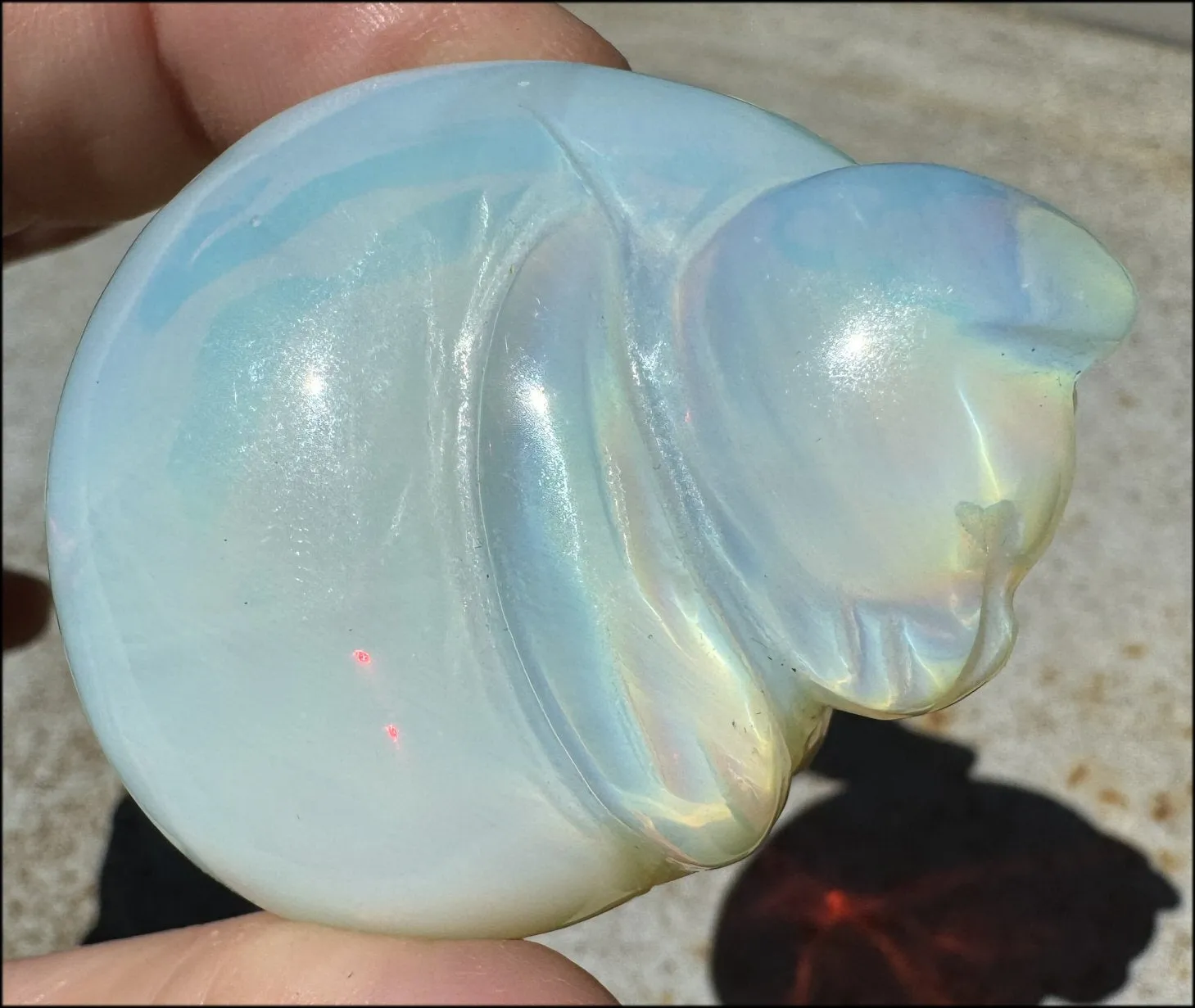 ~Super Cute~ Carved Opalite Sleeping Kitty Cat - with Synergy 8  yrs