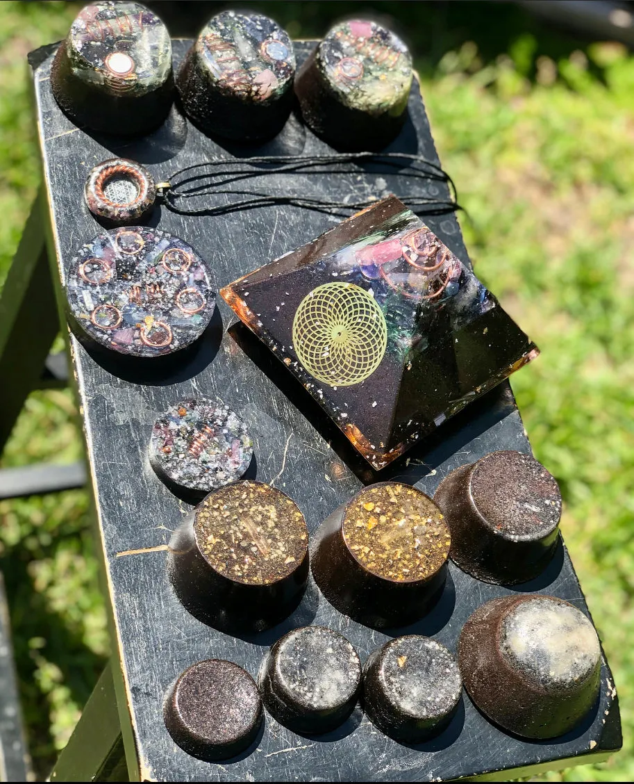 The “Family Pack” - 8-Sided Radionics Large Giza  (15 Hz), 6 Towerbusters, Smart Meter & Wi-Fi/Microwave Shields, 1 Amulet, 2 phone shields & 3 Freebies, 6 for repeat buyer ($243 in savings!)