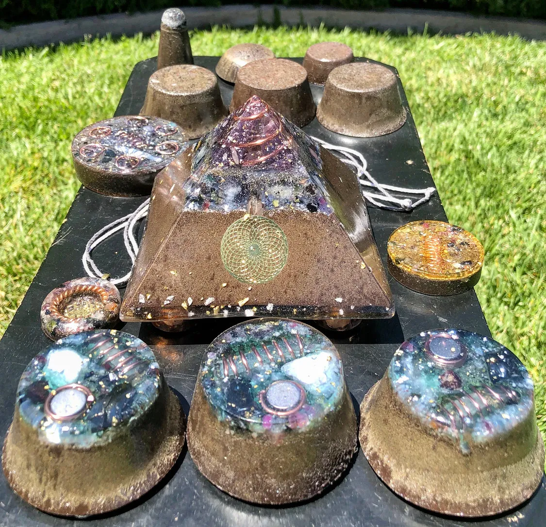 The “Family Pack” - 8-Sided Radionics Large Giza  (15 Hz), 6 Towerbusters, Smart Meter & Wi-Fi/Microwave Shields, 1 Amulet, 2 phone shields & 3 Freebies, 6 for repeat buyer ($243 in savings!)