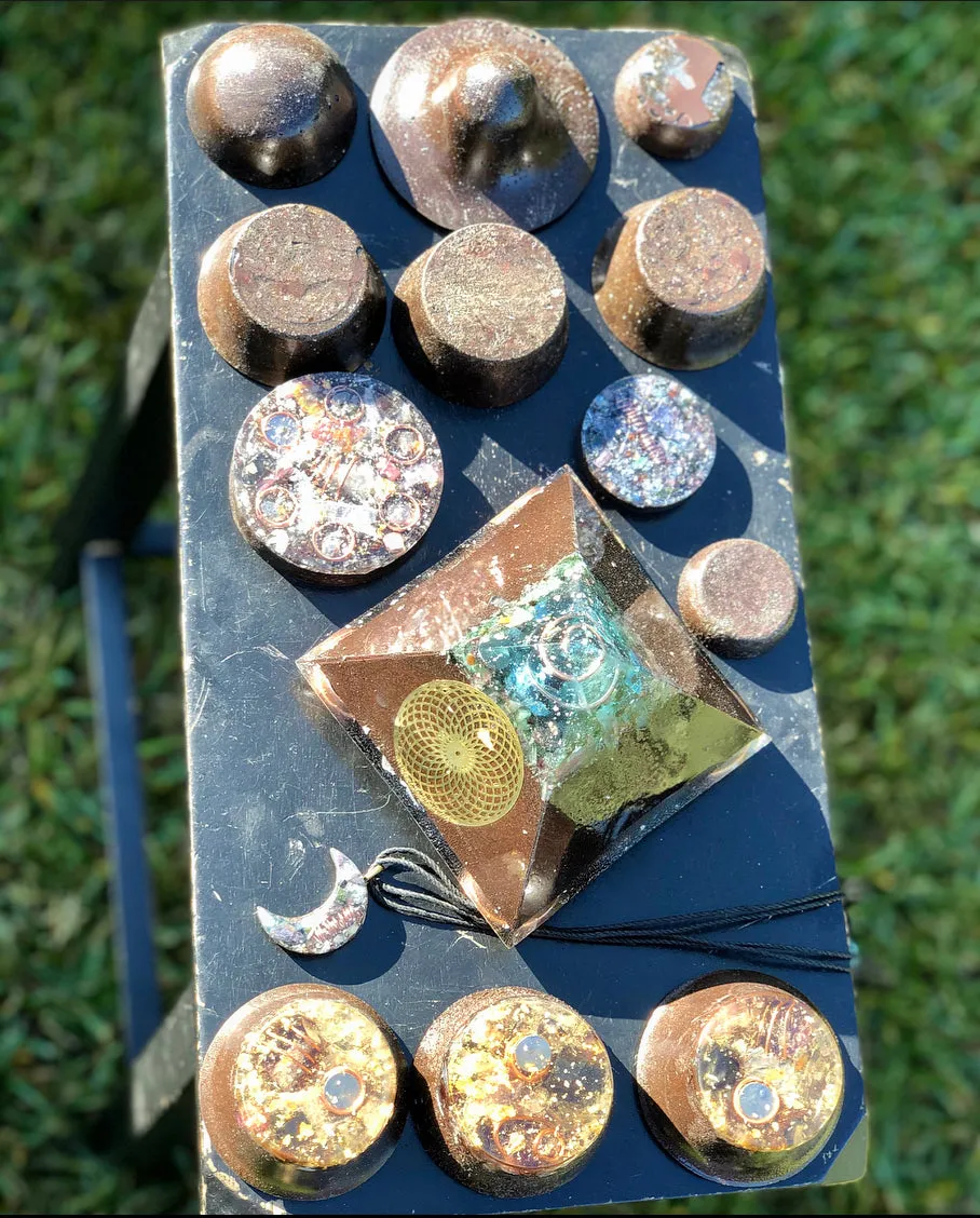 The “Family Pack” - 8-Sided Radionics Large Giza  (15 Hz), 6 Towerbusters, Smart Meter & Wi-Fi/Microwave Shields, 1 Amulet, 2 phone shields & 3 Freebies, 6 for repeat buyer ($243 in savings!)