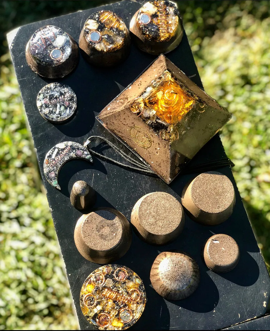 The “Family Pack” - 8-Sided Radionics Large Giza  (15 Hz), 6 Towerbusters, Smart Meter & Wi-Fi/Microwave Shields, 1 Amulet, 2 phone shields & 3 Freebies, 6 for repeat buyer ($243 in savings!)