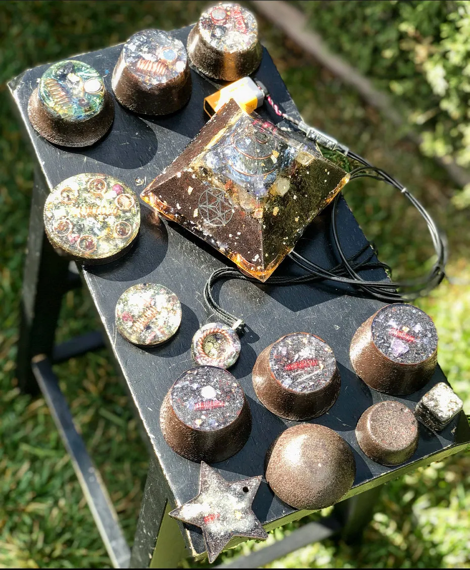 The “Family Pack” - 8-Sided Radionics Large Giza  (15 Hz), 6 Towerbusters, Smart Meter & Wi-Fi/Microwave Shields, 1 Amulet, 2 phone shields & 3 Freebies, 6 for repeat buyer ($243 in savings!)