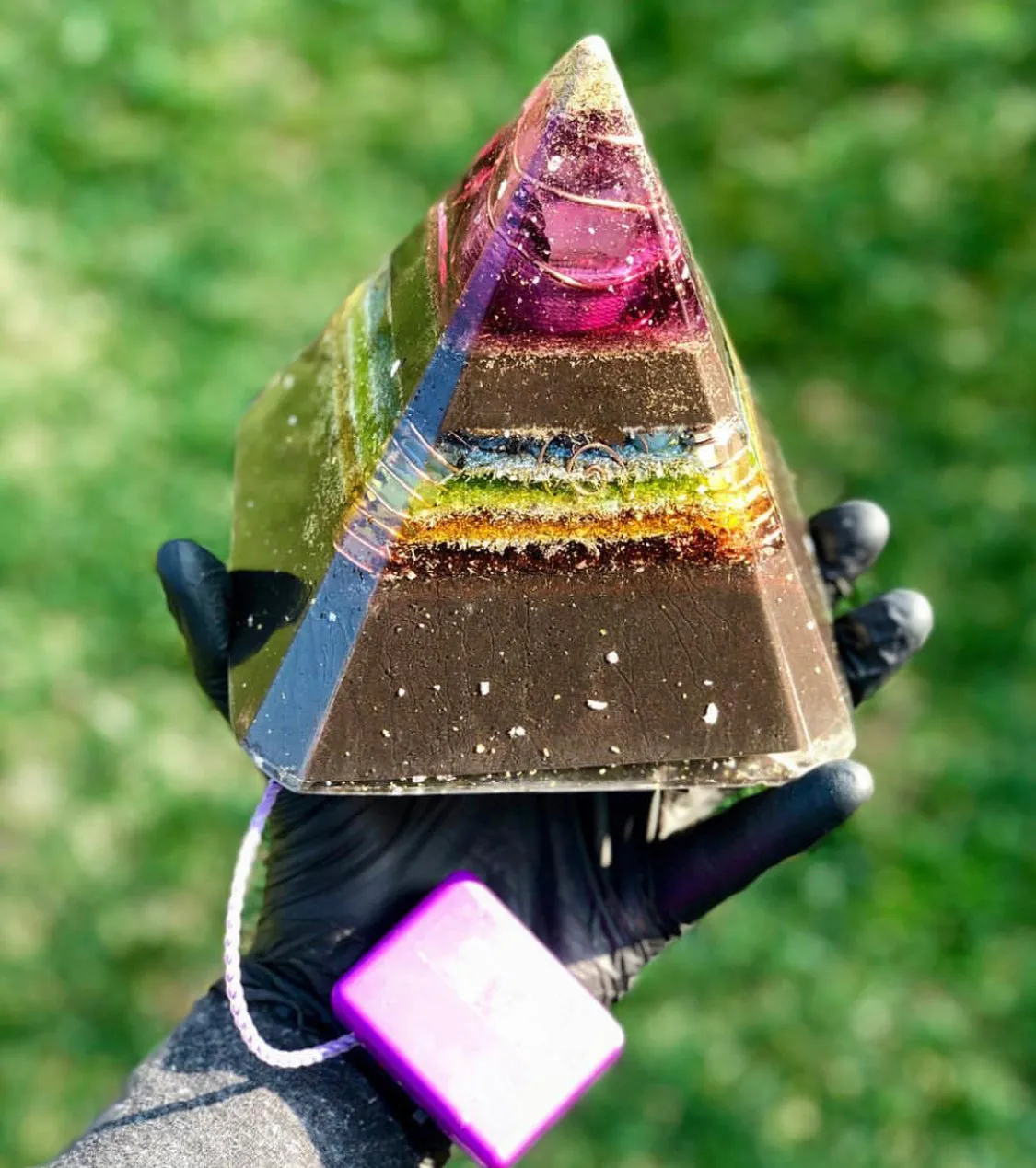 The "Nubian Chakra Equalizer" - 8 Sided, 15Hz or 30k Hz Radionics Orgone Pyramid   Tensor Ring