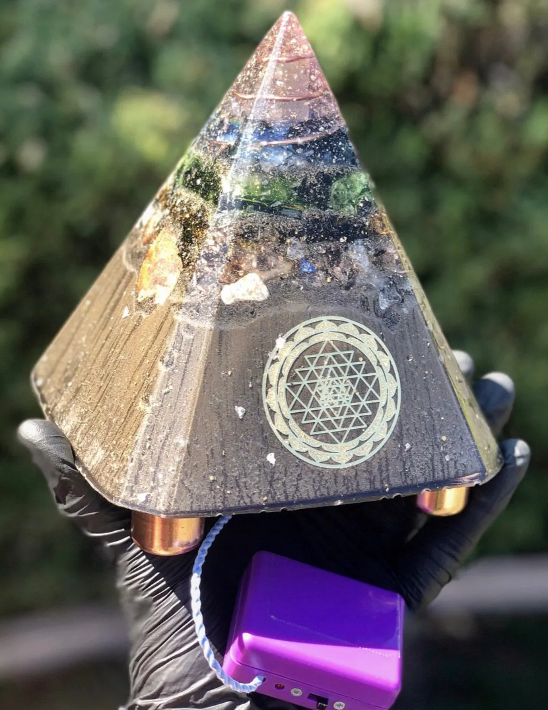 The "Nubian Chakra Equalizer" - 8 Sided, 15Hz or 30k Hz Radionics Orgone Pyramid   Tensor Ring