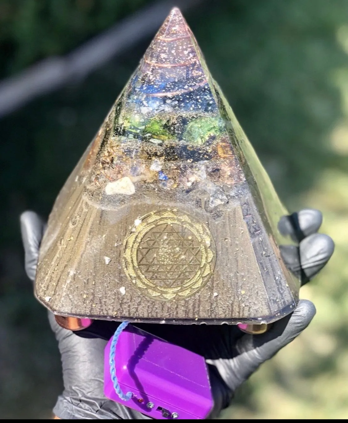 The "Nubian Chakra Equalizer" - 8 Sided, 15Hz or 30k Hz Radionics Orgone Pyramid   Tensor Ring