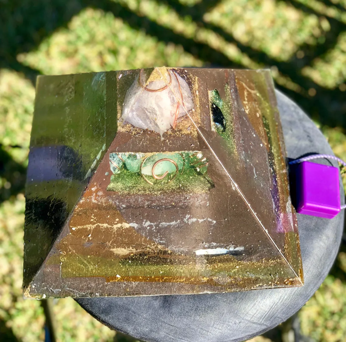 The “XXL Jumbo Giza Equalizer” -11x11” base- 15  lbs- Pulsed Radionics Orgone & Tensor Ring Pyramid