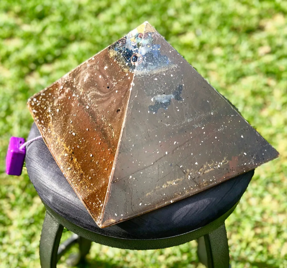 The “XXL Jumbo Giza Equalizer” -11x11” base- 15  lbs- Pulsed Radionics Orgone & Tensor Ring Pyramid