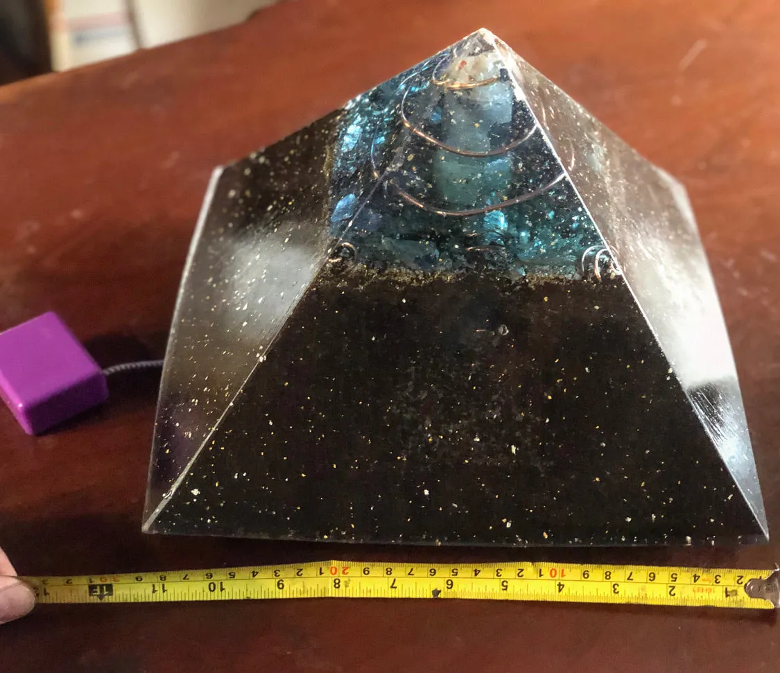 The “XXL Jumbo Giza Equalizer” -11x11” base- 15  lbs- Pulsed Radionics Orgone & Tensor Ring Pyramid