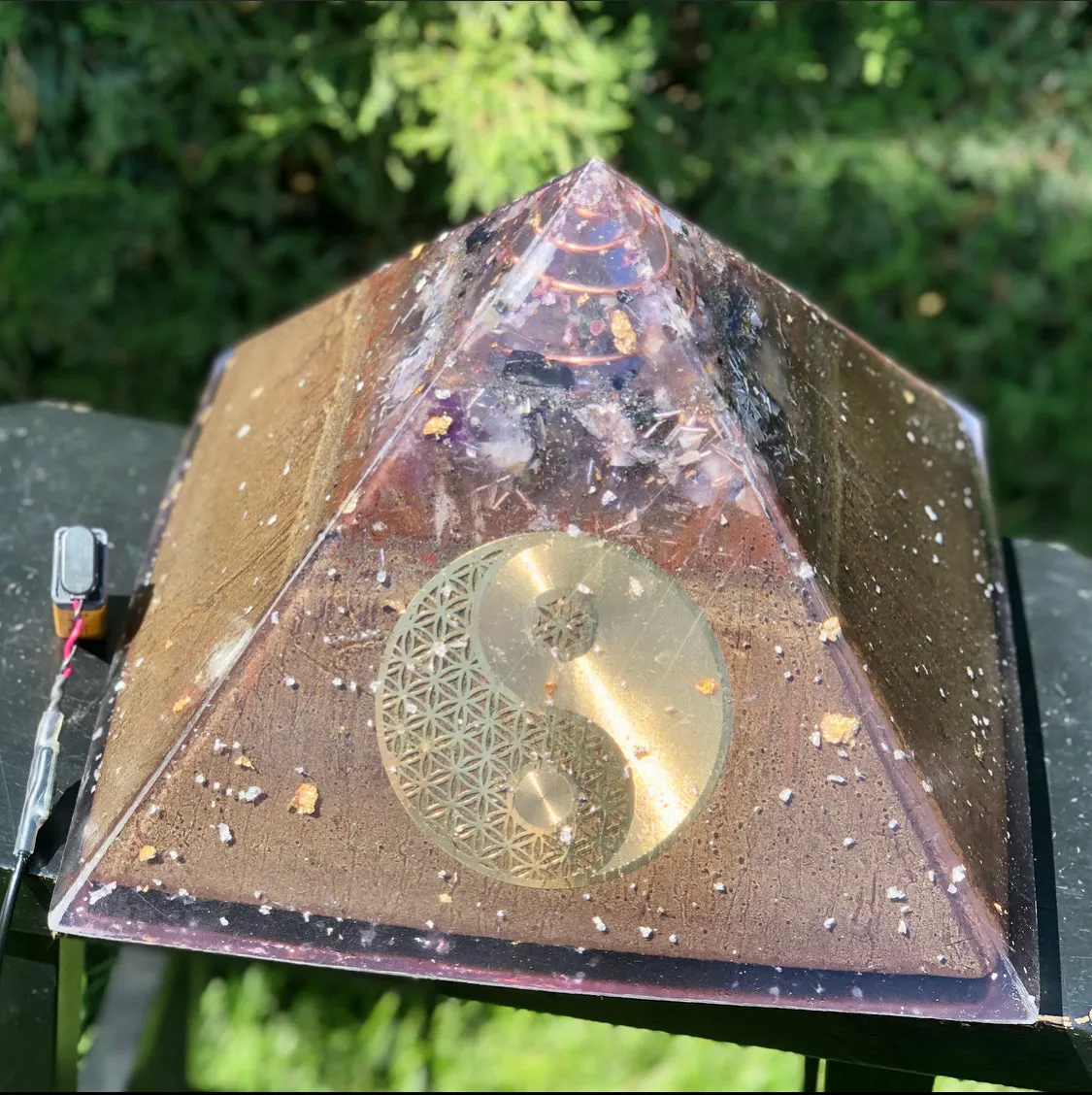 The “XXL Jumbo Giza Equalizer” -11x11” base- 15  lbs- Pulsed Radionics Orgone & Tensor Ring Pyramid
