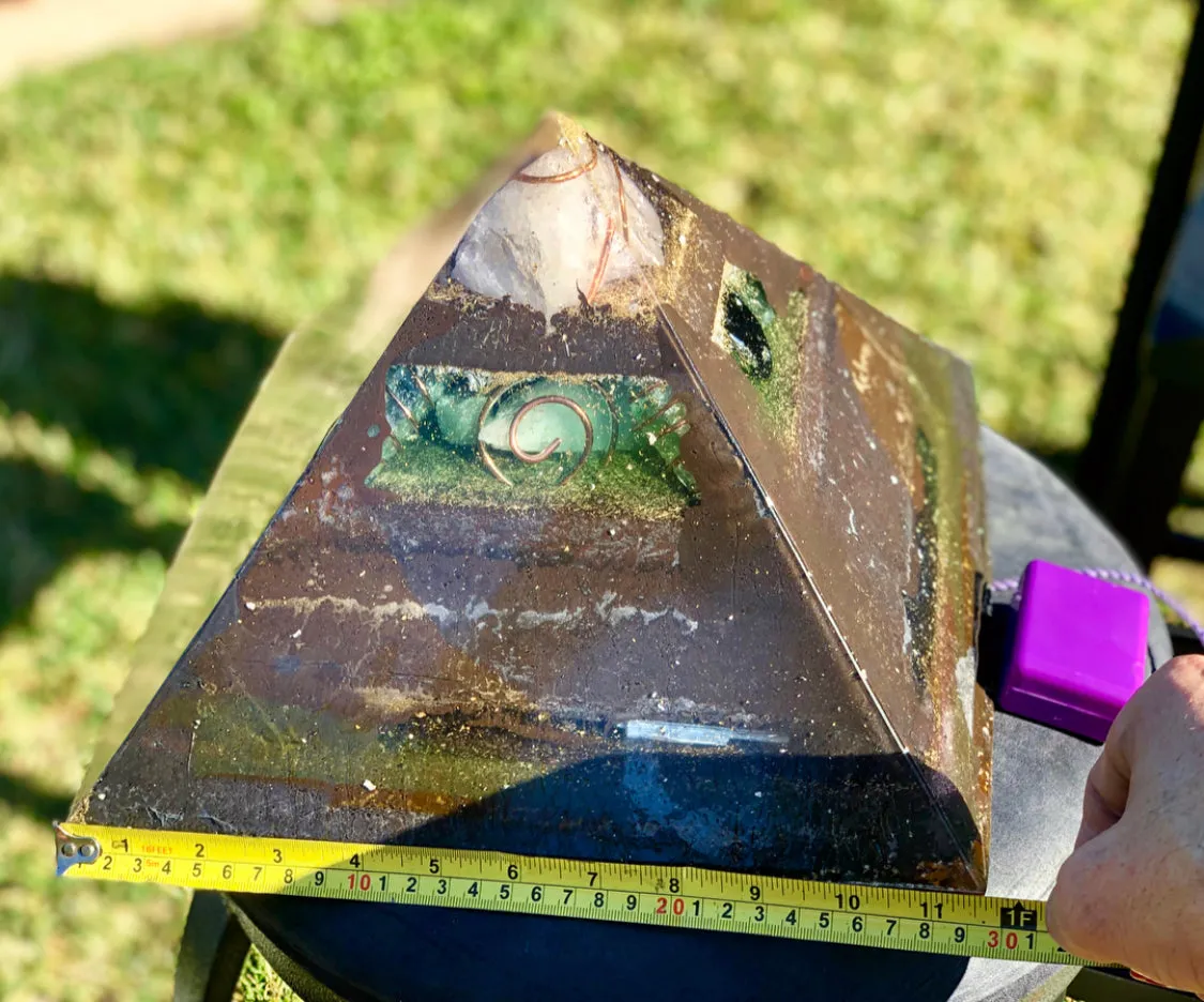 The “XXL Jumbo Giza Equalizer” -11x11” base- 15  lbs- Pulsed Radionics Orgone & Tensor Ring Pyramid