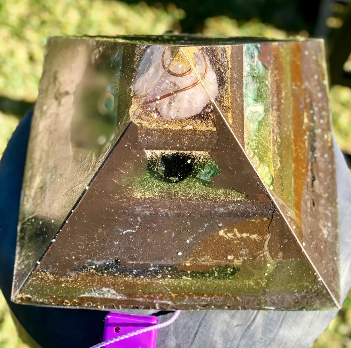 The “XXL Jumbo Giza Equalizer” -11x11” base- 15  lbs- Pulsed Radionics Orgone & Tensor Ring Pyramid